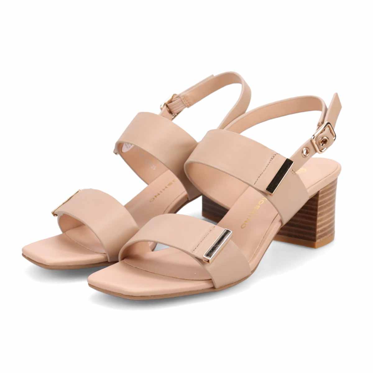 HIROKO KOSHINO 安定の太めヒール バックストラップ 5.5cmヒールサンダル　HKL8009 BEIGE 23