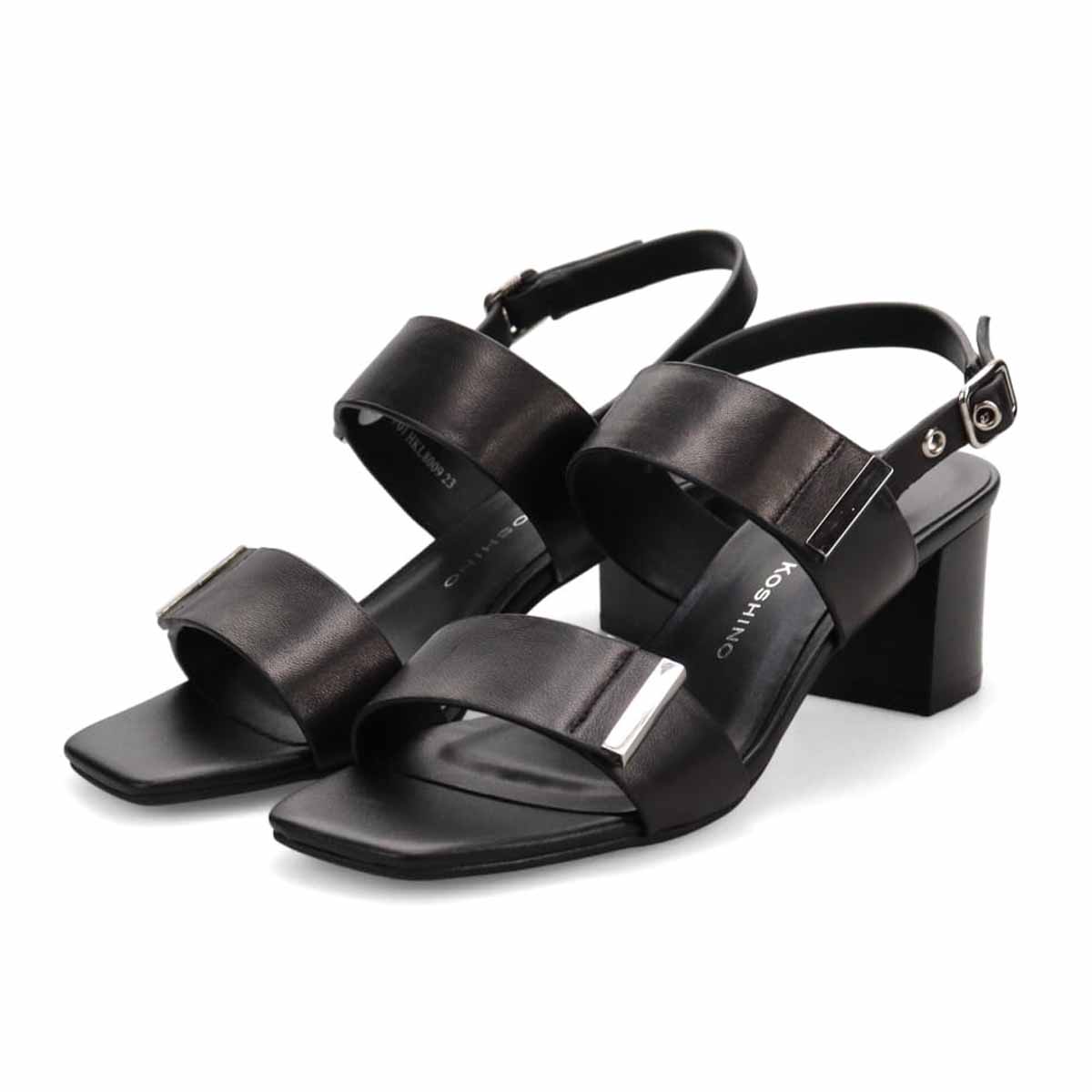 HIROKO KOSHINO 安定の太めヒール バックストラップ 5.5cmヒールサンダル　HKL8009 BLACK 23