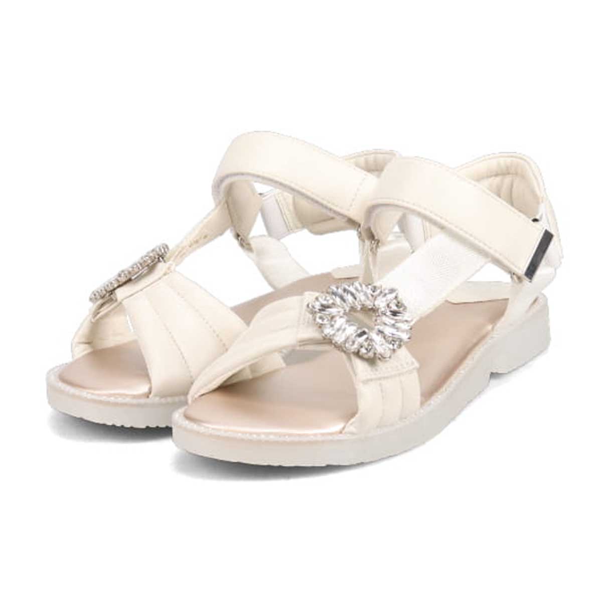 HIROKO KOSHINO FEMME　スポーツテイストのビジューサンダル　HRL1007 WHITE M　(23.0～23.5)