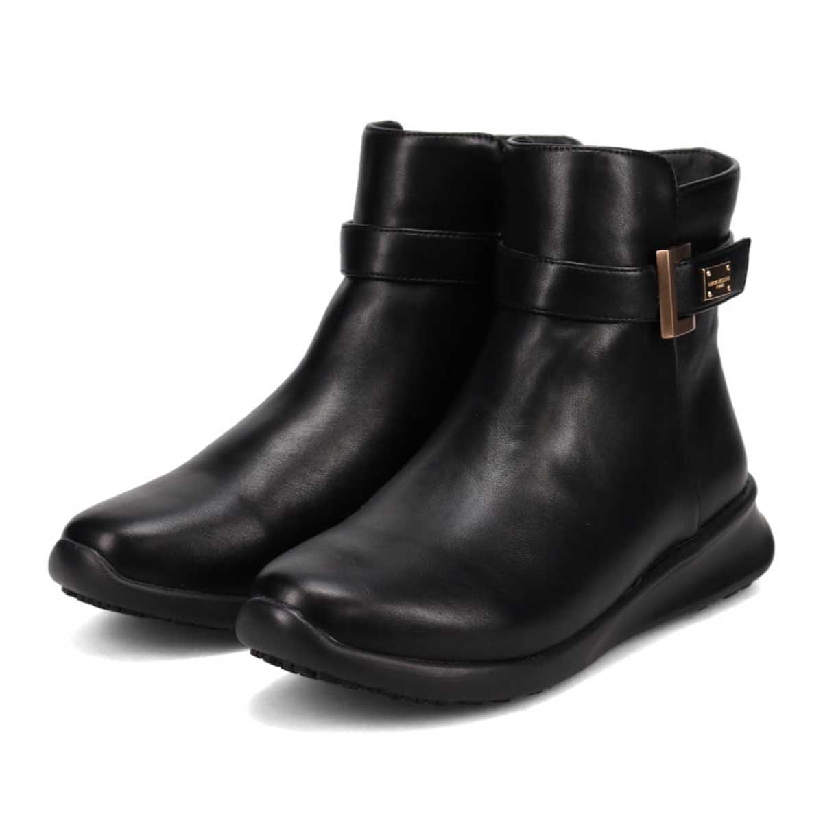 【撥水加工】HIROKO KOSHINO FEMME　防滑仕様デザインショートブーツ　HRL2011 BLACK 23.0
