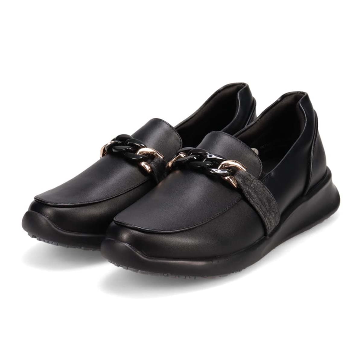 【防滑】HIROKO KOSHINO FEMME　グラスファイバー入り寒冷地用ソールの上品なローファー　HRL2022 BLACK 23.0