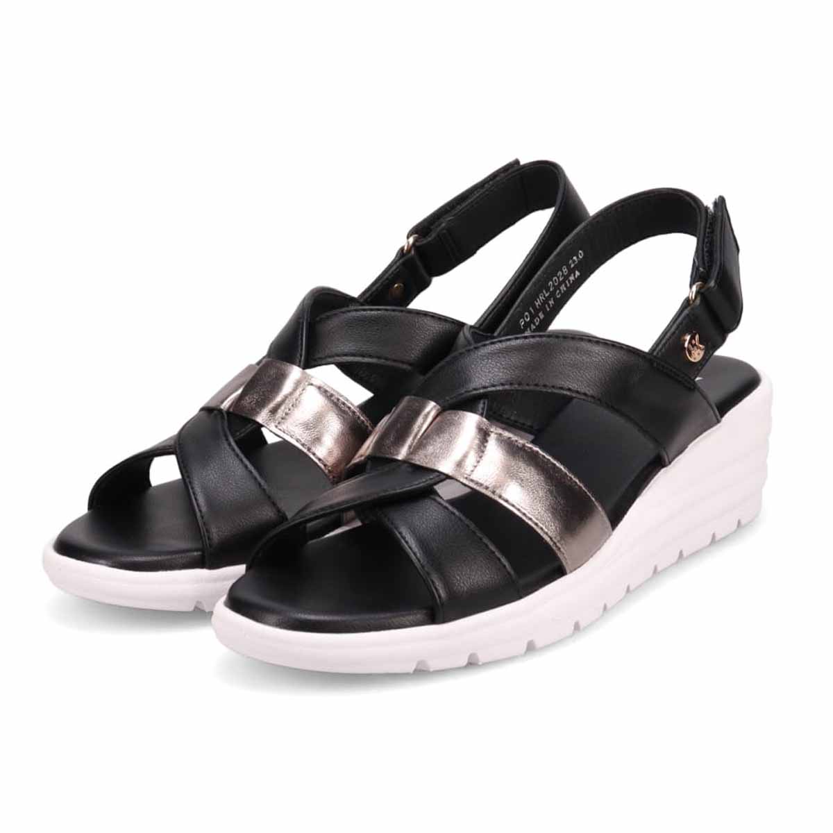 HIROKO KOSHINO FEMME クロスベルトウェッジサンダル HRL2028 BLACK 23.0