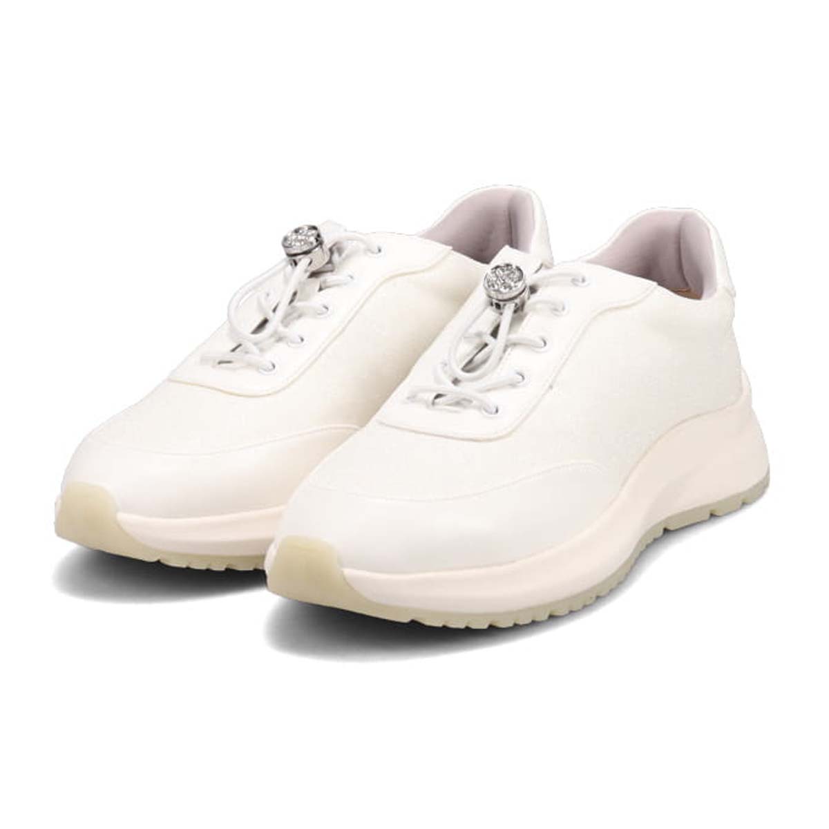 HIROKO KOSHINO FEMME グリッターとラインストーンで華やかなスニーカー　HRL5003 WHITE 23.0