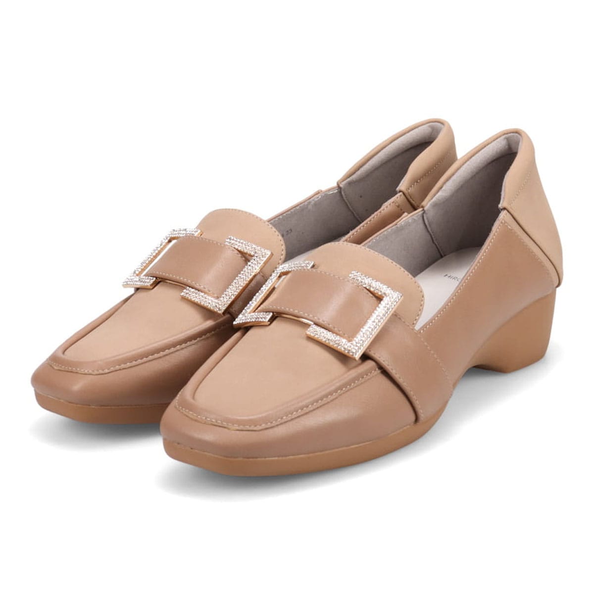 HIROKO KOSHINO FEMME　足元に華やぎと上品さを ヌバック×スムース素材 コンビローファー　HRL5004 D-BEIGE 23.0