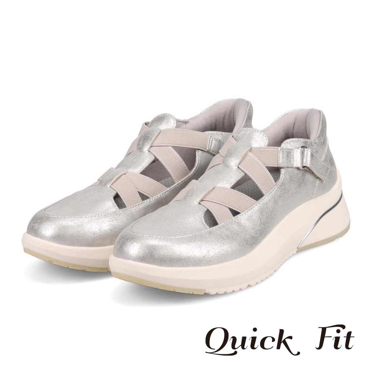 HIROKO KOSHINO FEMME クイックフィット ストラップ付スリッポンシューズ　HRL5009 SILVER 23.0