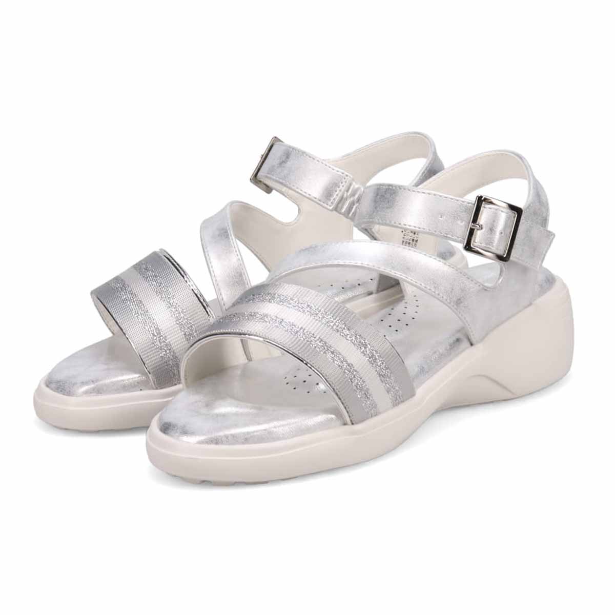 HIROKO KOSHINO FEMME スポーティーを華やかに。キラキラ輝くコードで魅せる大人スポーツサンダル　HRL7001 SILVER M　(23.0～23.5)