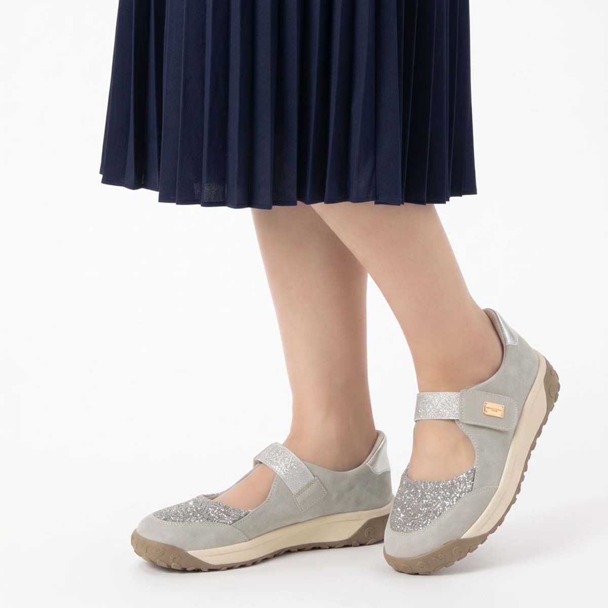 HIROKO KOSHINO FEMME きらめくラインストーンのメリージェーン HRL7002 GRAY 23.0