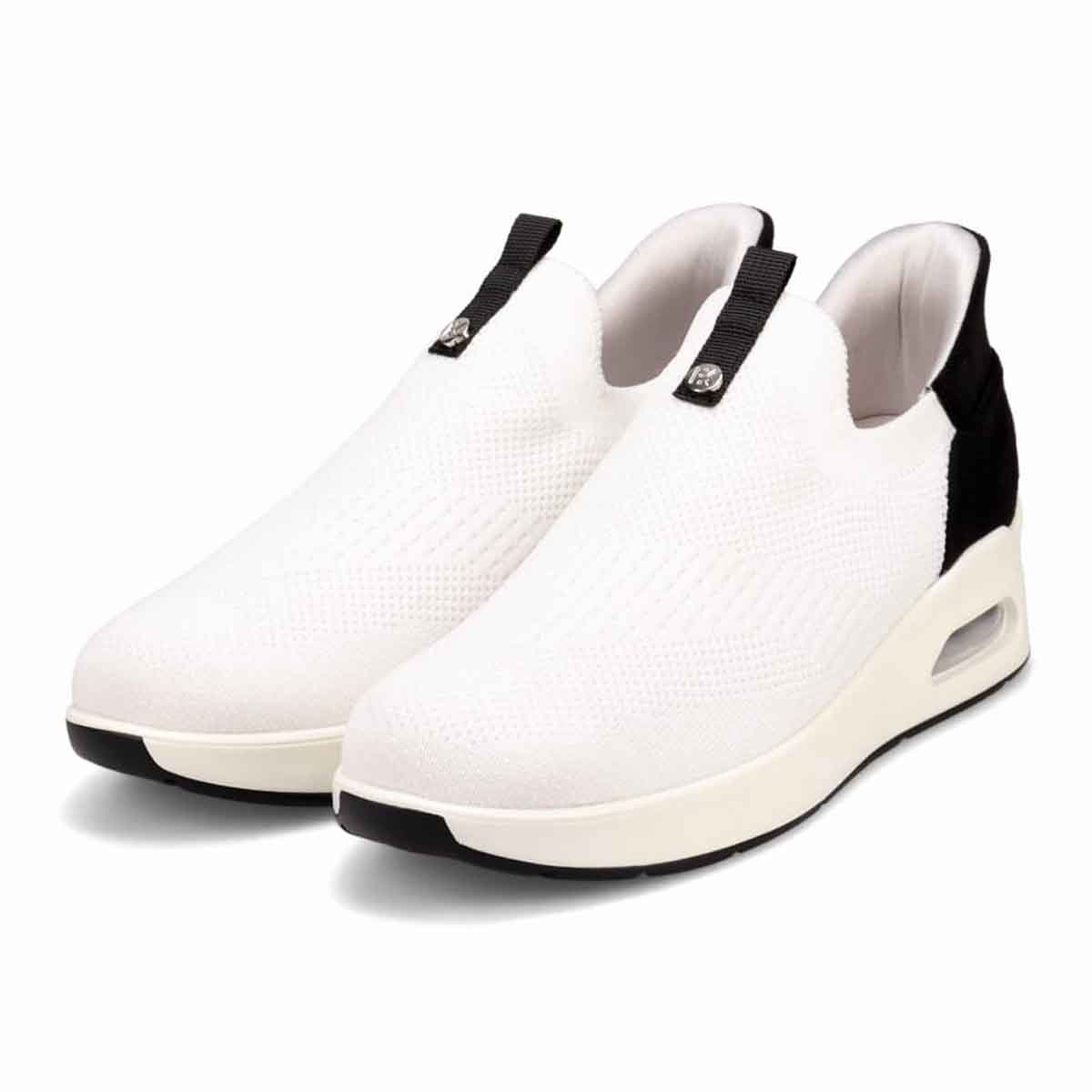 HIROKO KOSHINO FEMMEシンプルニットのスリッポンスニーカー HRL9000 WHITE/BLACK 23.0
