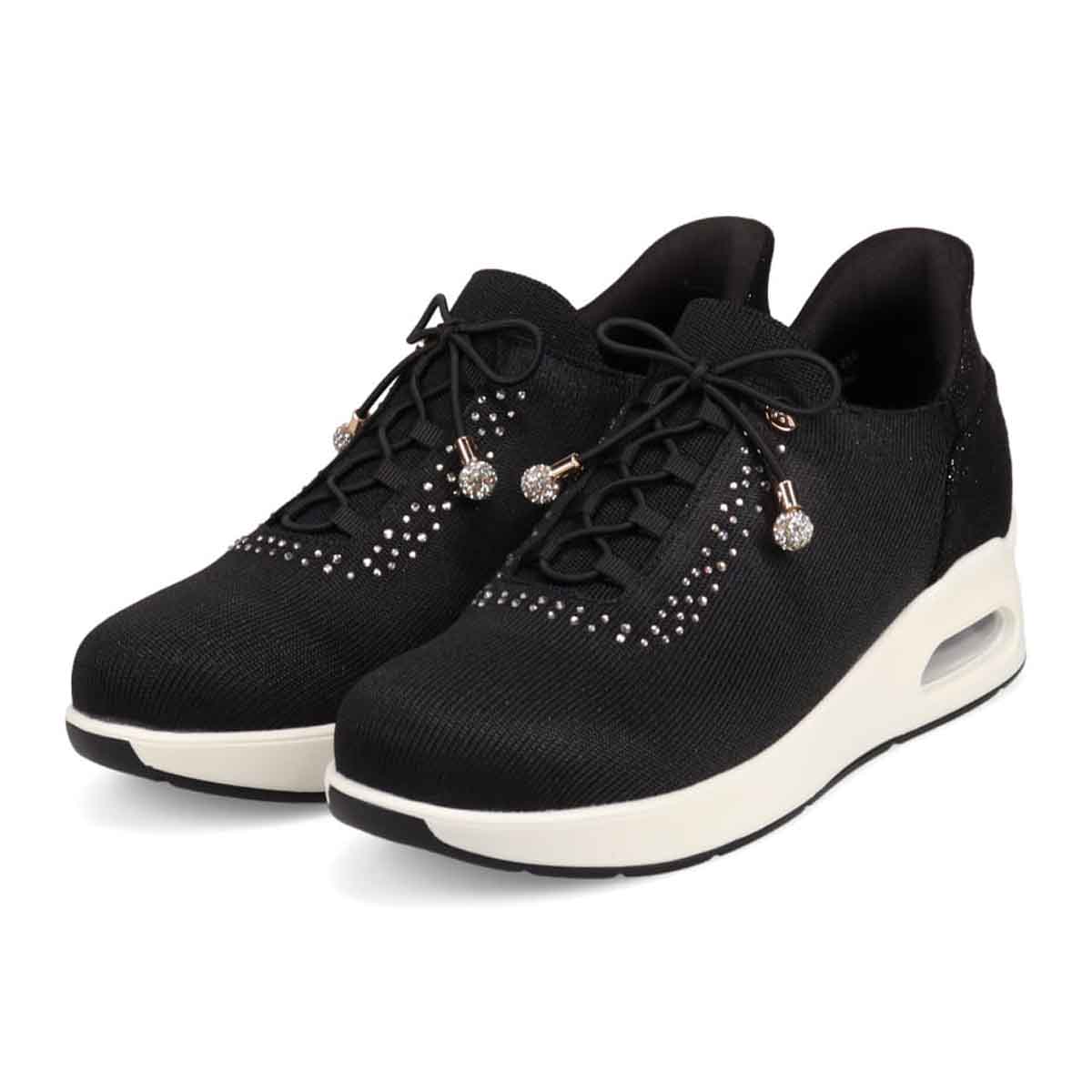 HIROKO KOSHINO FEMME ラメニットの大人可愛いスニーカー HRL9002 BLACK 23.0