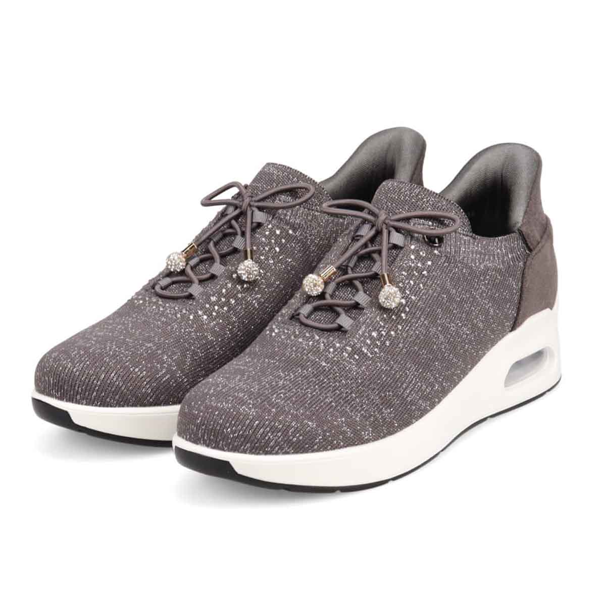 HIROKO KOSHINO FEMME ラメニットの大人可愛いスニーカー HRL9002 GRAY 23.0