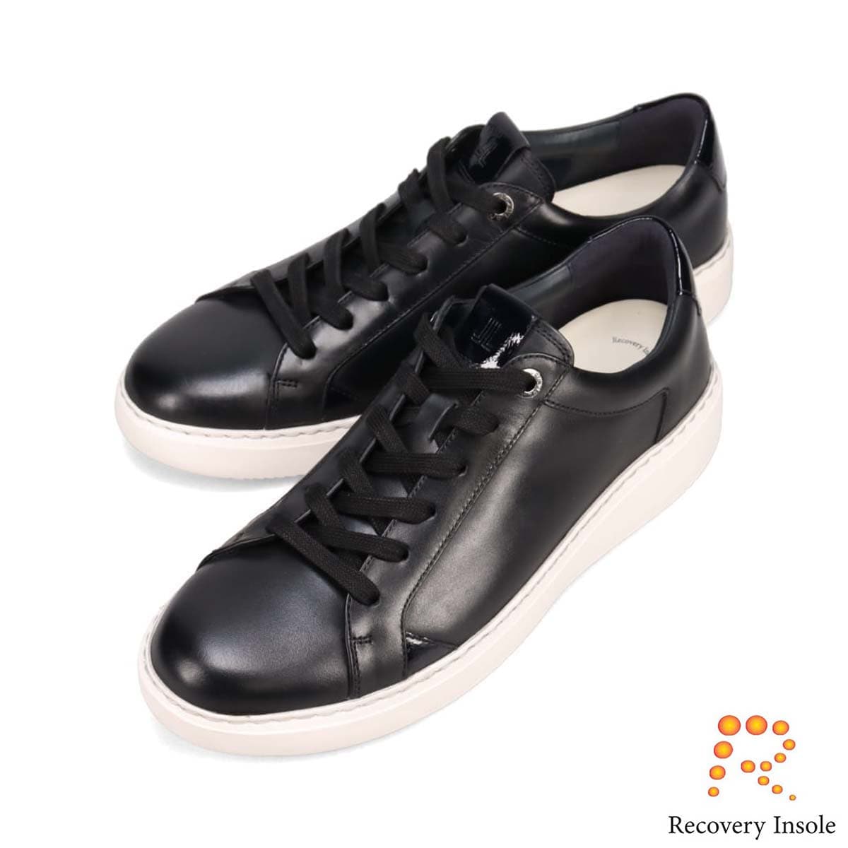 ランバンオンブルー LANVIN en Bleu 「リカバリーインソール」搭載で指圧効果により血行を115％促進。レザー×ニットコンビスニーカー　LB1003XR BLACK 25.0