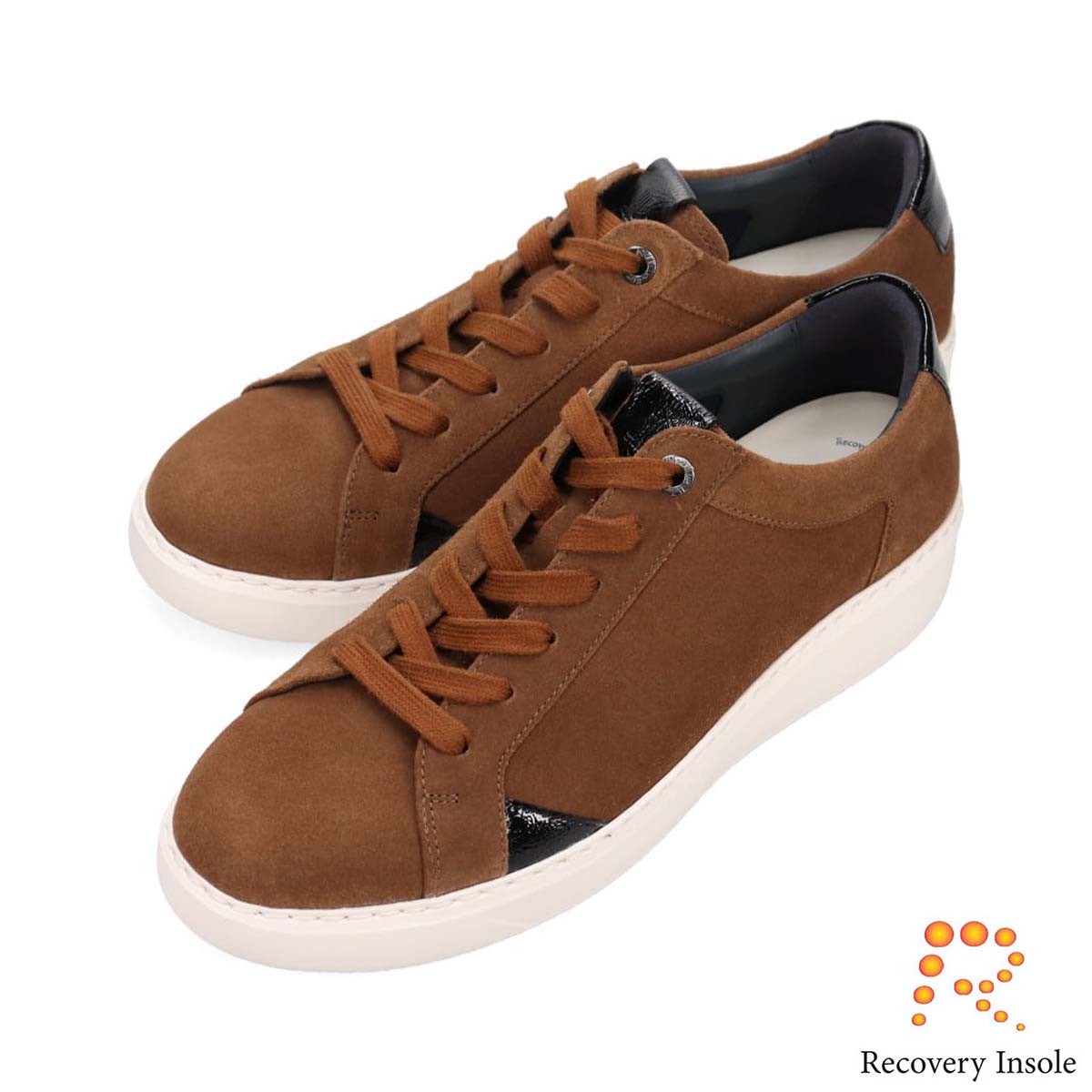 ランバンオンブルー LANVIN en Bleu 「リカバリーインソール」搭載で指圧効果により血行を115％促進。レザー×ニットコンビスニーカー　LB1003XR BROWN-VELOURS 25.0