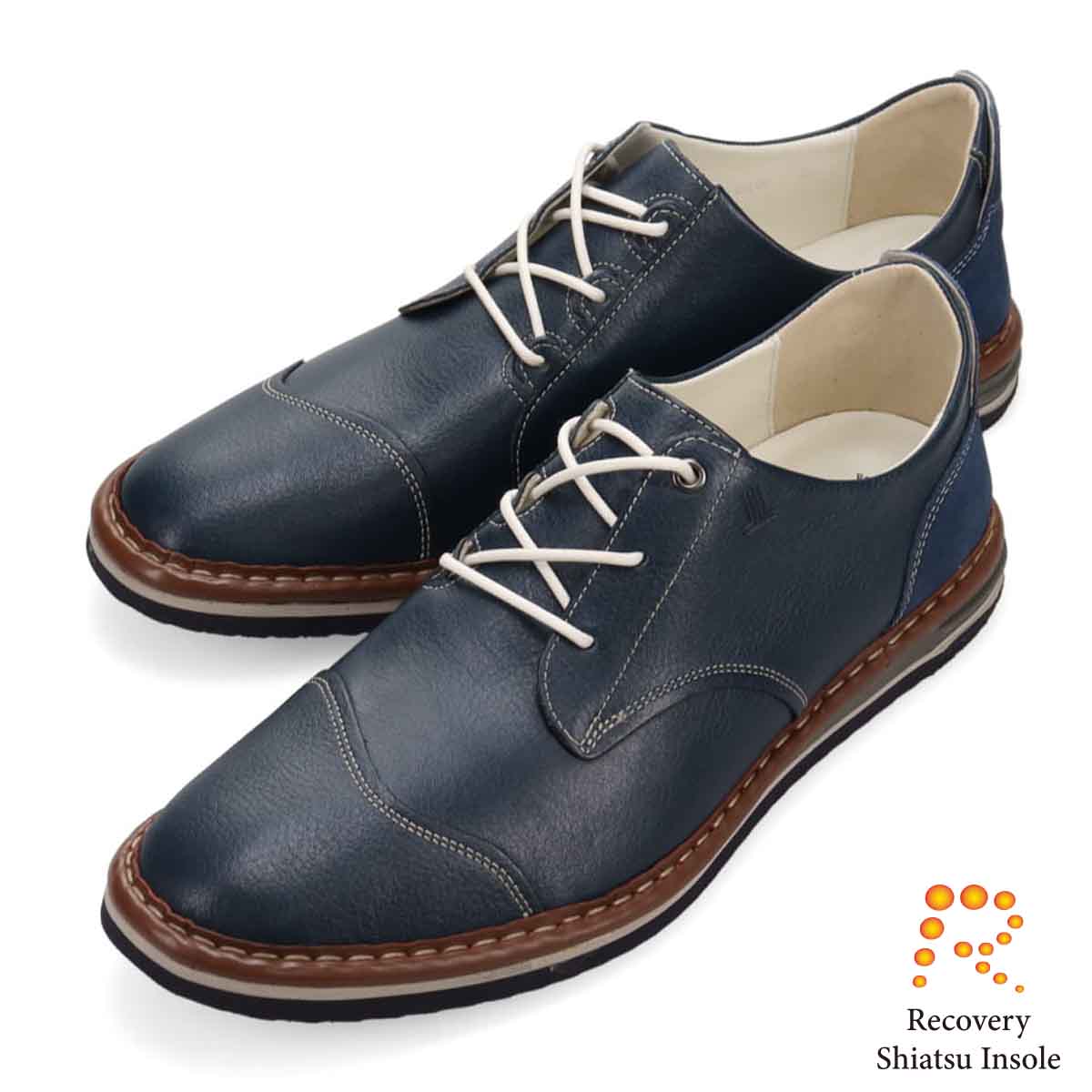 ランバンオンブルー LANVIN en Bleu 「Recovery Shiatsu Insole」搭載で指圧効果により血行を115％促進。LANVIN en Bleu　レースアップ カジュアルシューズ  LB1014XR NAVY 25.0