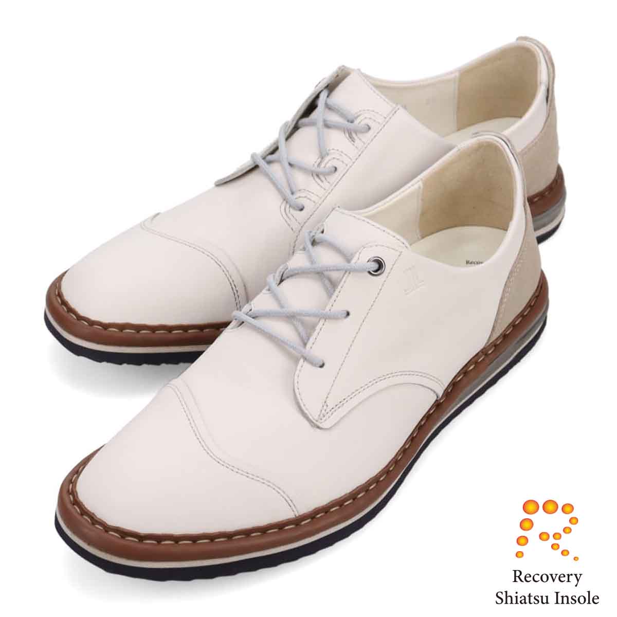 ランバンオンブルー LANVIN en Bleu 「Recovery Shiatsu Insole」搭載で指圧効果により血行を115％促進。LANVIN en Bleu　レースアップ カジュアルシューズ  LB1014XR WHITE 25.0