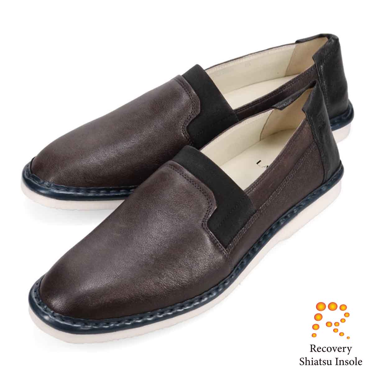 ランバンオンブルー LANVIN en Bleu 「Recovery Shiatsu Insole」搭載で指圧効果により血行をよくする。LANVIN en Bleu　ローファースリップオンシューズ  LB1015XR D-GRAY 25.0