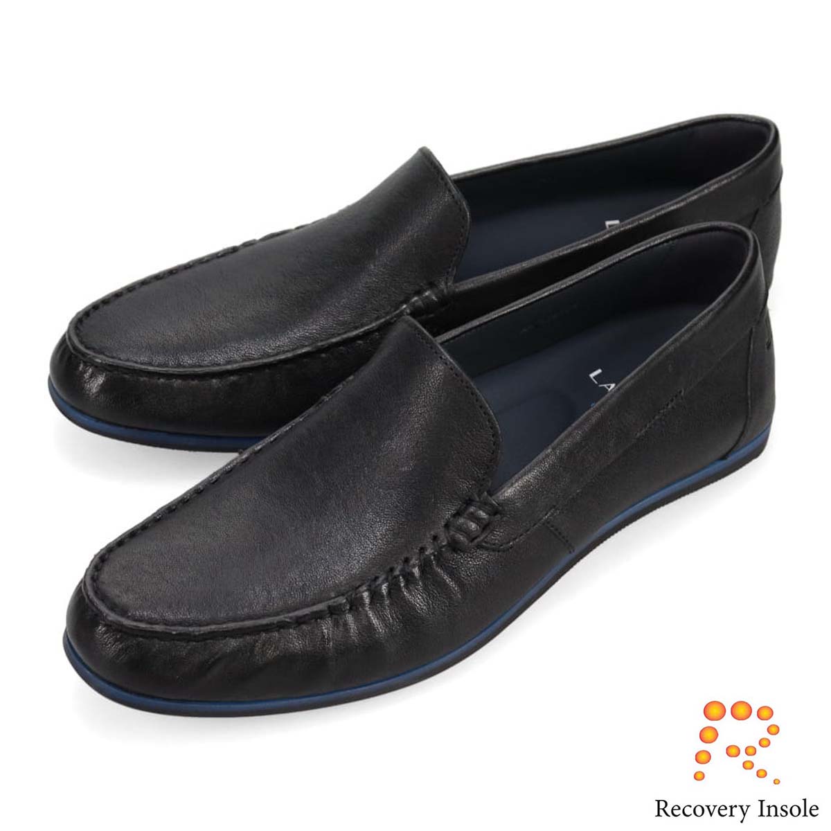 ランバンオンブルー LANVIN en Bleu 「リカバリーインソール」搭載で指圧効果により血行を115％促進。スリッポンカジュアルシューズ　LB1018XR BLACK 25.0