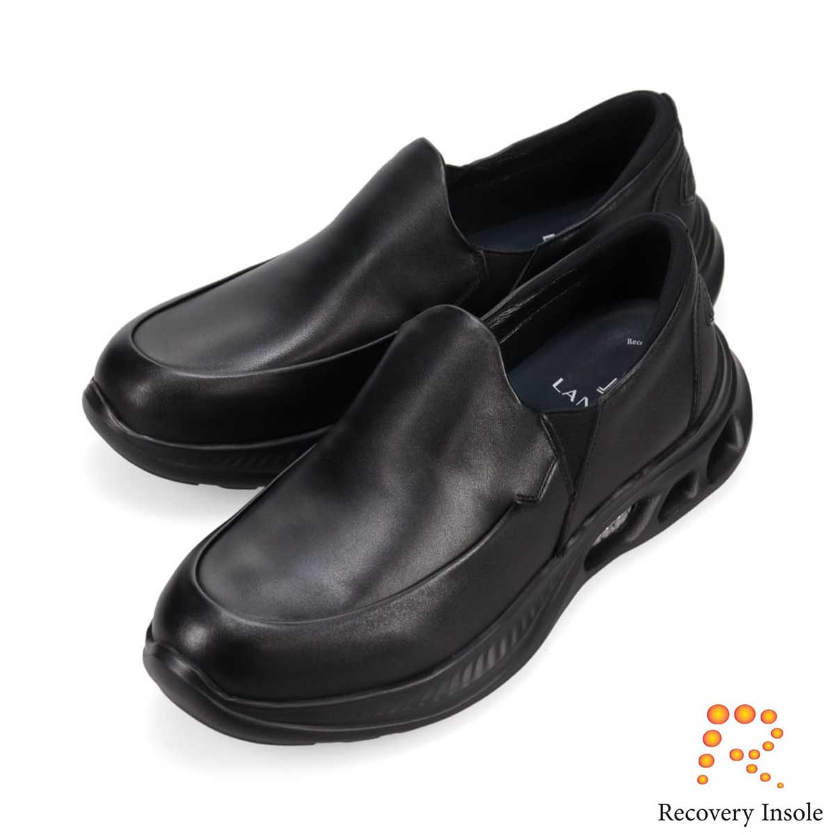ランバンオンブルー LANVIN en Bleu 「リカバリーインソール」搭載で指圧効果により血行を115％促進。スリッポンカジュアルシューズ　LB1020XR BLACK 25