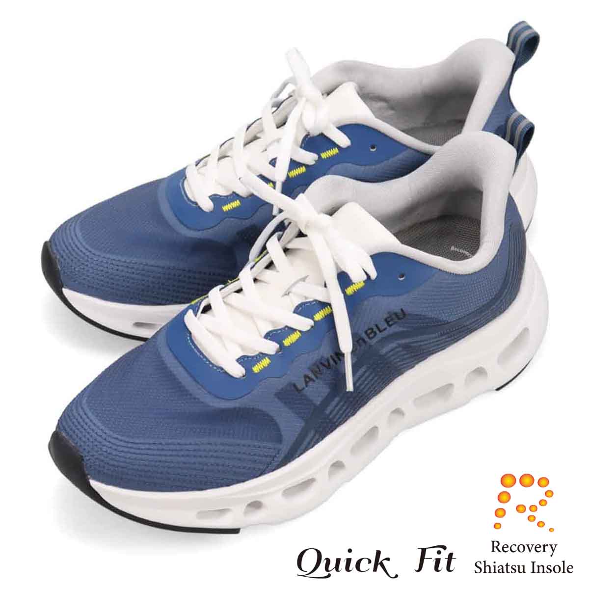 ランバンオンブルー LANVIN en Bleu 「Recovery Shiatsu Insole」搭載で指圧効果により血行をよくする。クイックフィットレースアップカジュアルスニーカー　LB3031XR BLUE 25.0