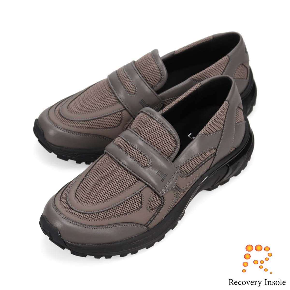 ランバンオンブルー LANVIN en Bleu 「リカバリーインソール」搭載で指圧効果により血行を115％促進。スリッポンカジュアルスニーカー　LB4001XR GRAY 25.0