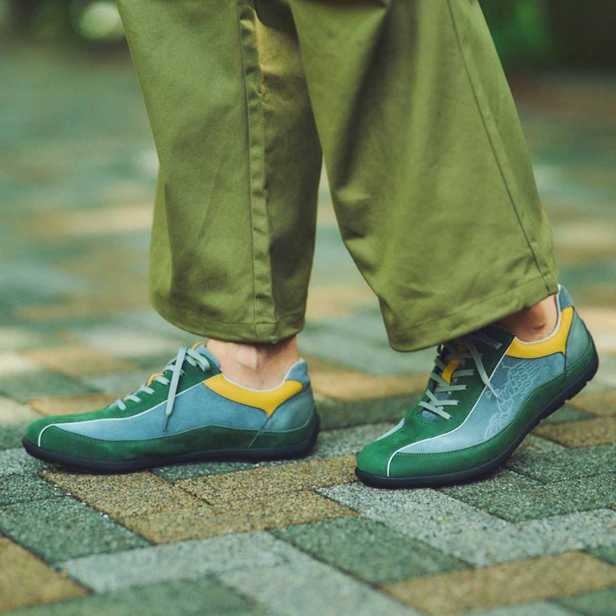 マドラス madras metaインソール搭載  レザースニーカー　M500MT GREEN/GRAY 25.0