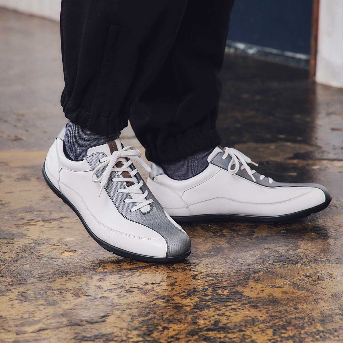マドラス madras metaインソール搭載シューズ  レザースニーカー　M502MT SILVER/WHITE 25.0