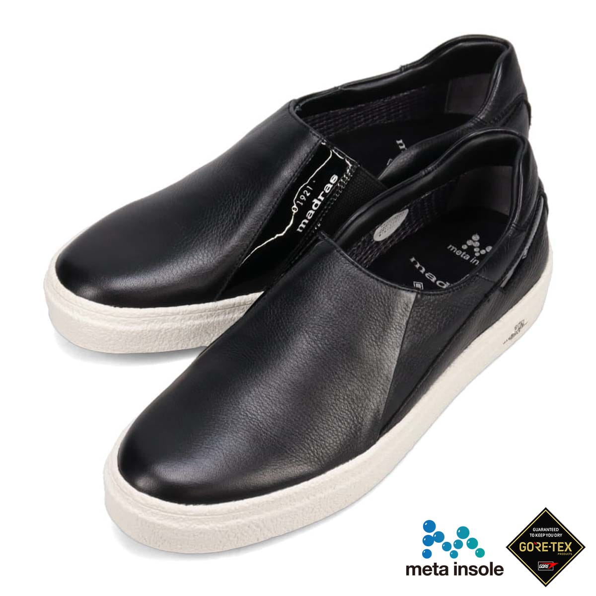 【GORE-TEX】マドラス madras metaインソール搭載シューズ  スリッポンカジュアルシューズ　M510AGMT BLACK 25.0