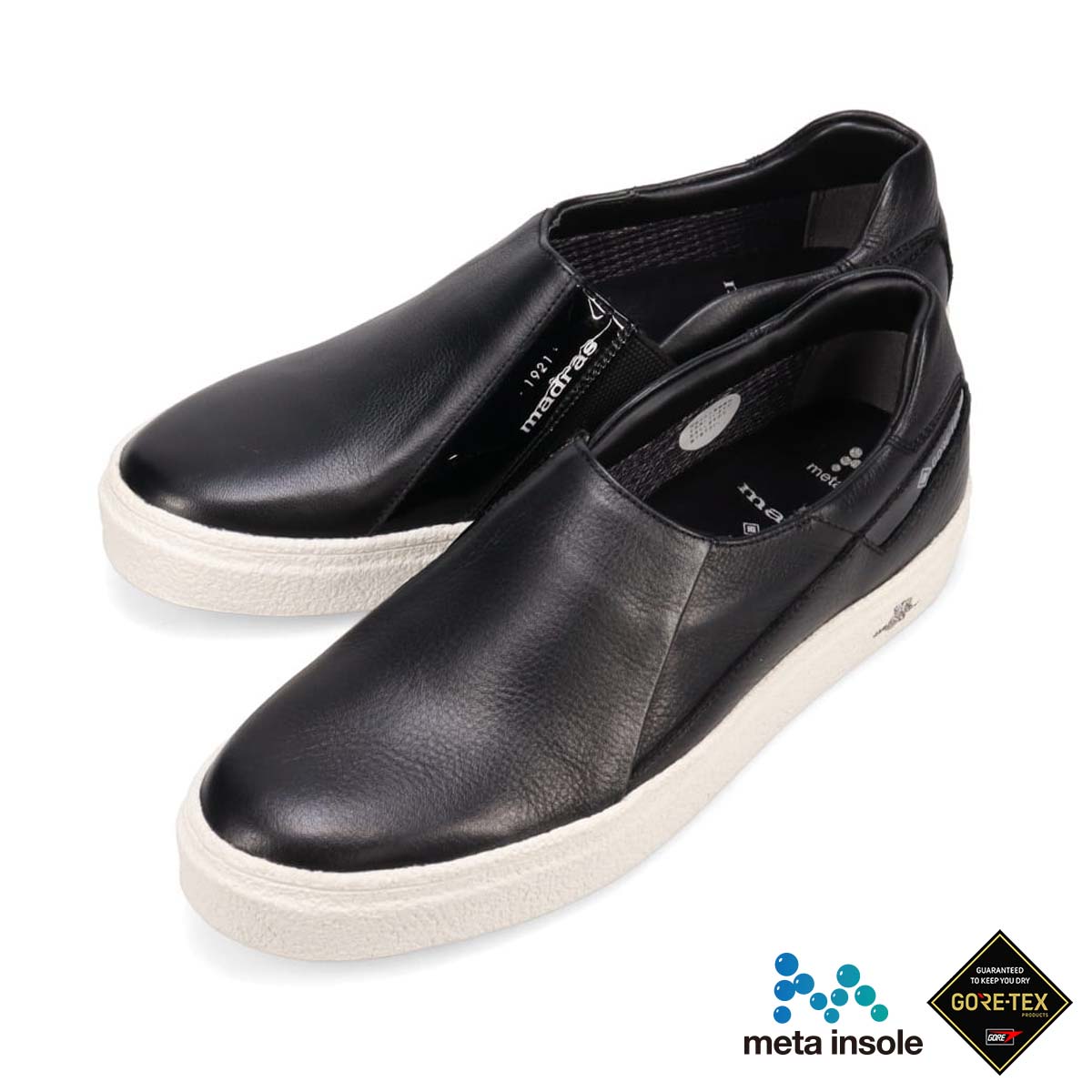 【GORE-TEX】マドラス madras 特許 リカバリーメタインソール搭載シューズ  スリッポンカジュアルシューズ　M510GMT BLACK 25.0