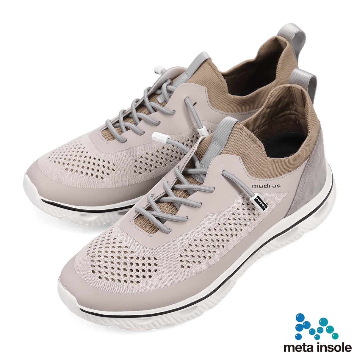 マドラス madras metaインソール搭載シューズ  カジュアル ニットスニーカー　M593MT GRAY/KHAKI M(25.0cm～25.5cm)