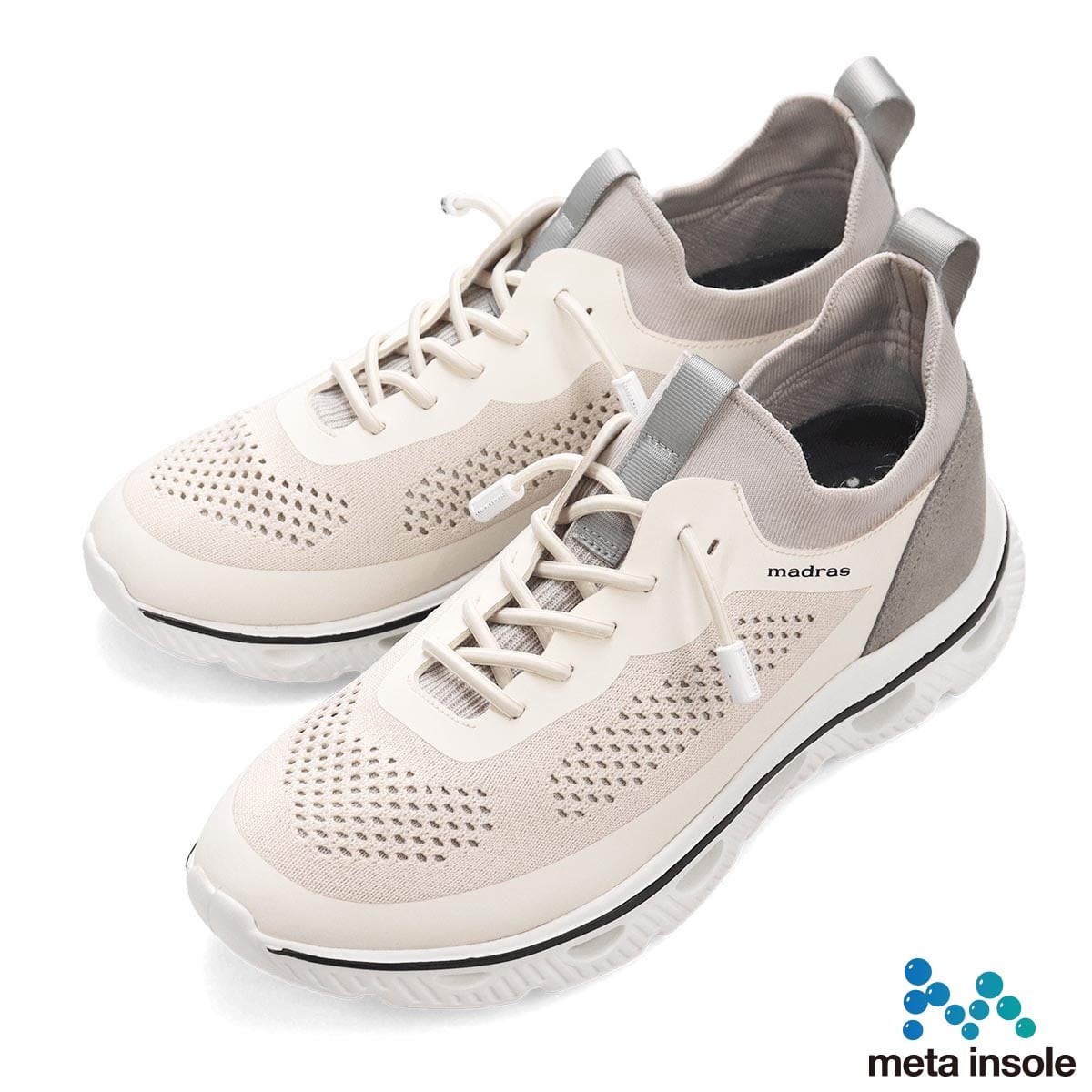 マドラス madras metaインソール搭載シューズ  カジュアル ニットスニーカー　M593MT WHITE/L-GRAY M(25.0cm～25.5cm)