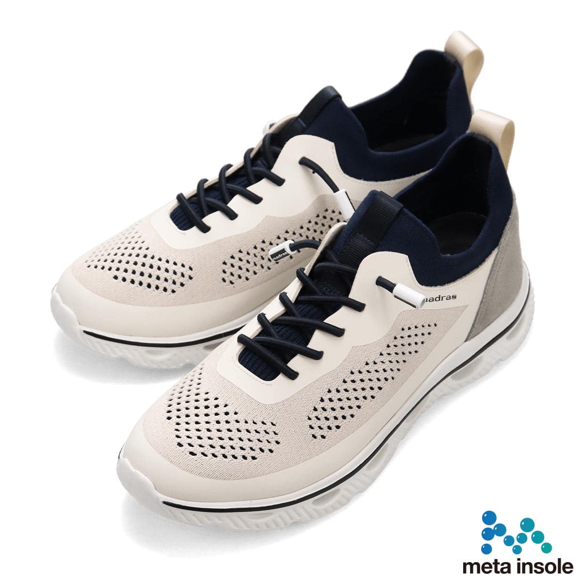 マドラス madras metaインソール搭載シューズ  カジュアル ニットスニーカー　M593MT WHITE/NAVY M(25.0cm～25.5cm)
