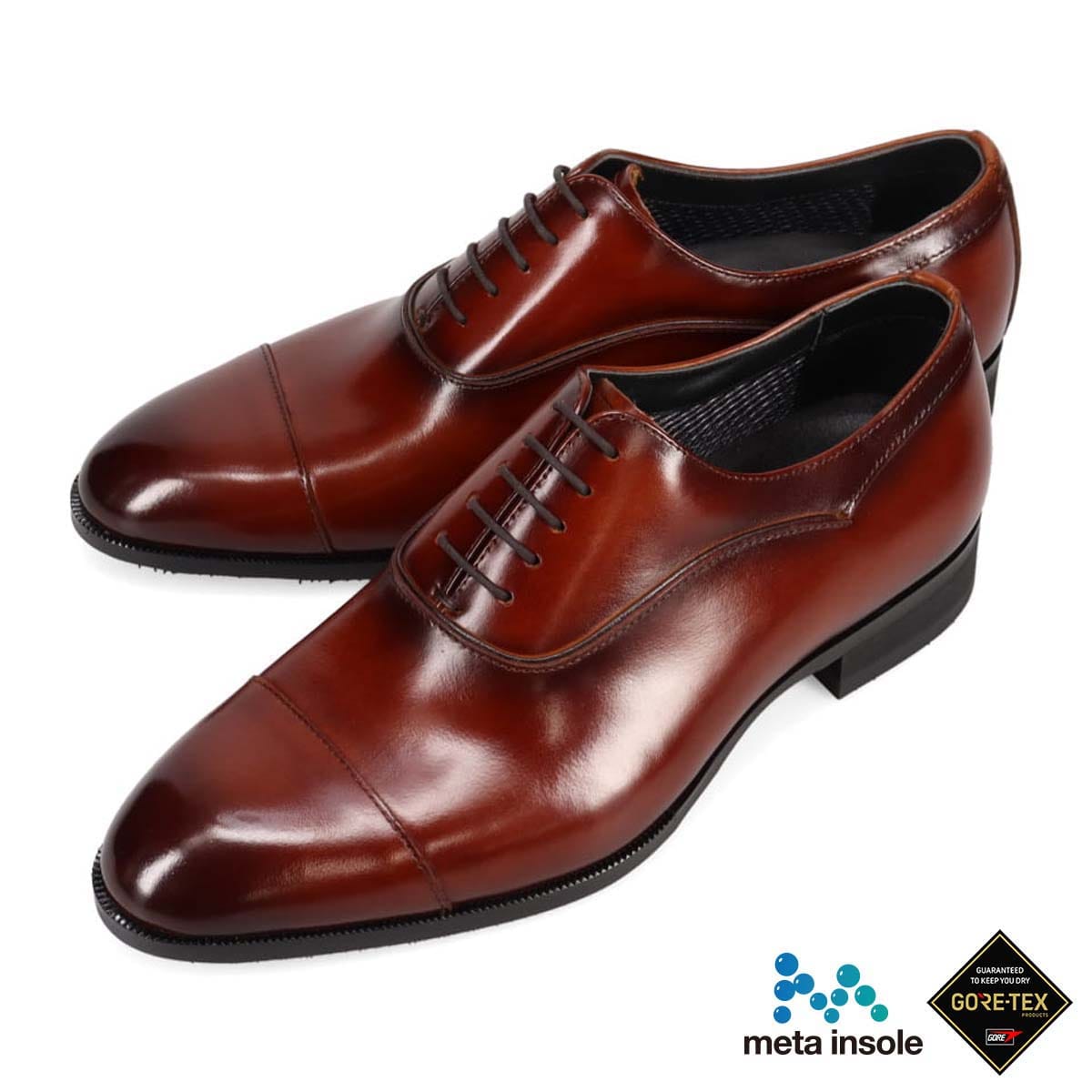 【GORE-TEX】マドラス madras 特許 リカバリーメタインソール搭載シューズ 内羽根ストレートチップドレスシューズ　M710GMT BROWN 25.0