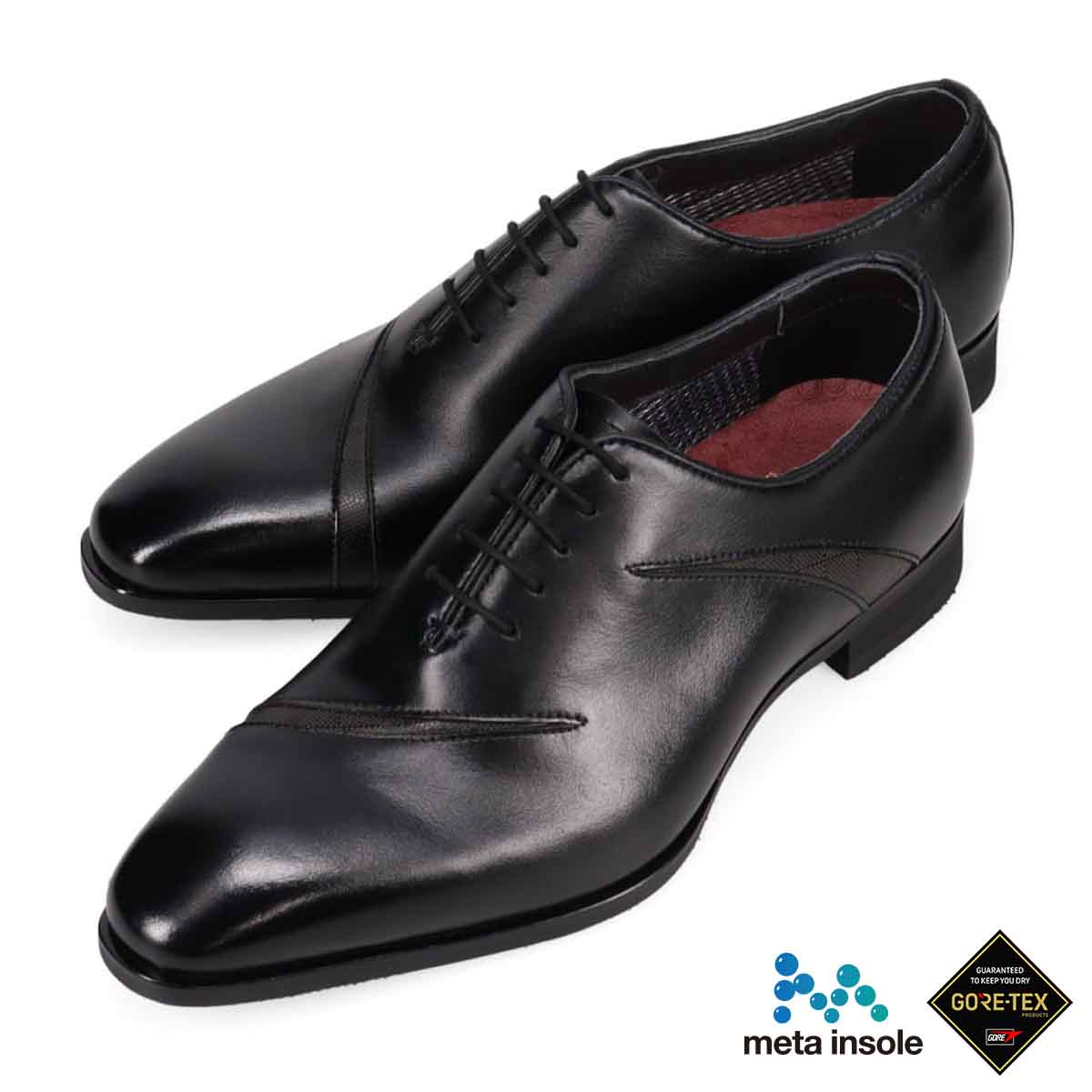 【GORE-TEX】マドラス madras 特許 Recovery meta insole搭載シューズ　ゴアテックス ホールカットプレーントゥドレスシューズ　M716GMT BLACK/BLACK 25.0