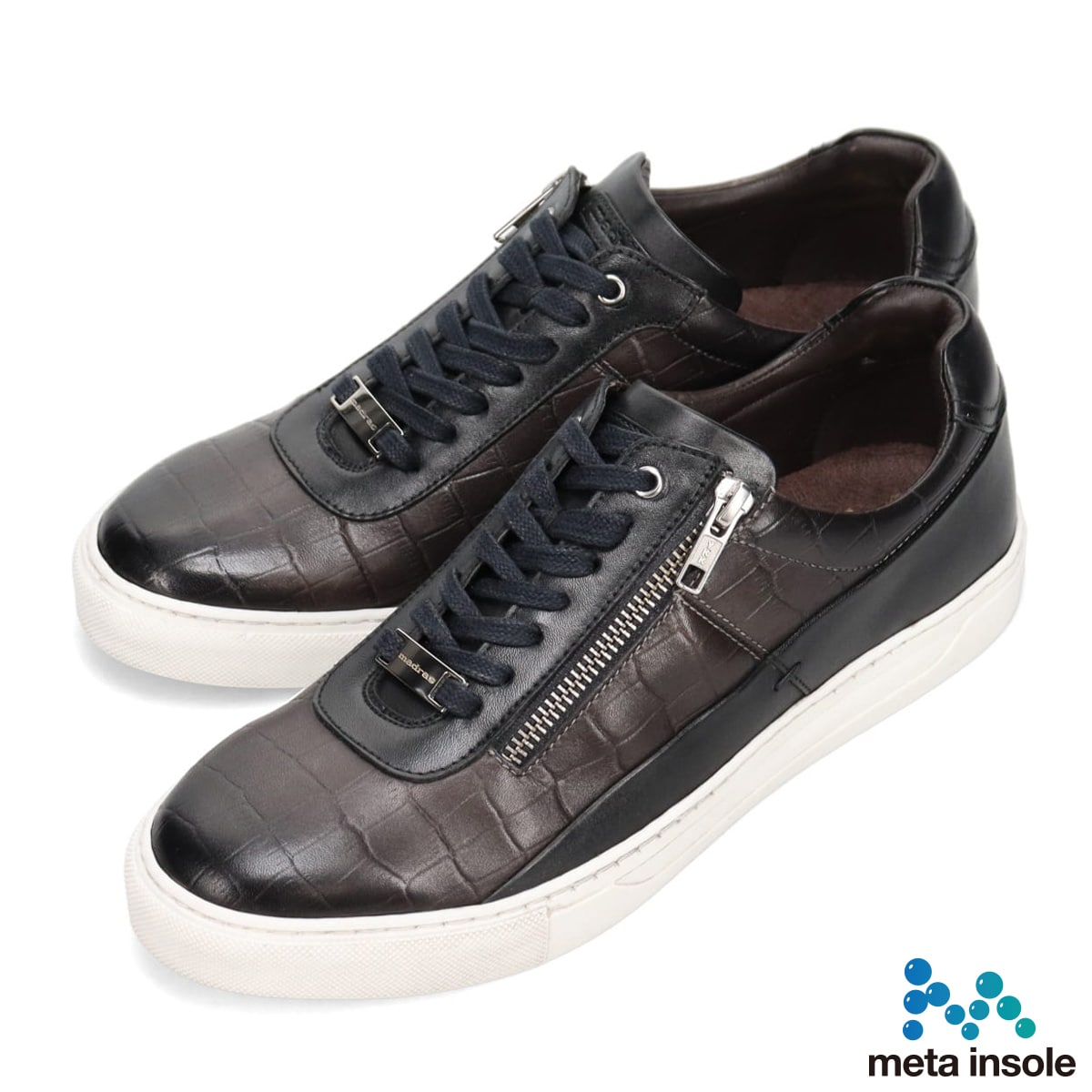 マドラス madras metaインソール meta insole  ファスナー付きレースアップカジュアルシューズ M8619MT BLACK 25.0