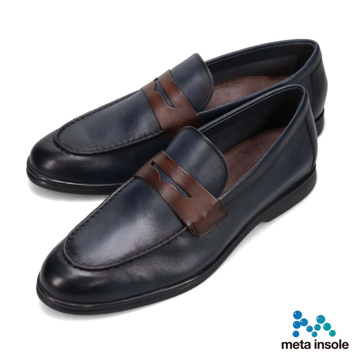 マドラス madras 特許 リカバリーメタインソール搭載シューズ メンズ コインローファー　M8889MT NAVY/D-BROWN 25.0
