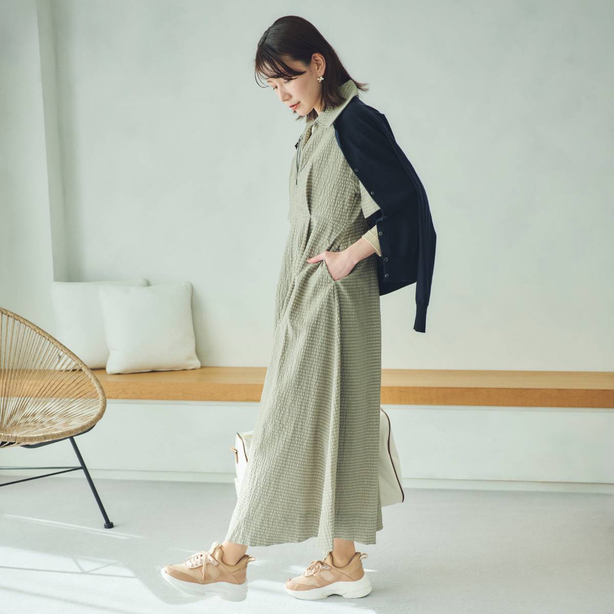 マドラス madras 特許 metaインソール搭載　スタイルアップ厚底スニーカー　MAL9159MT BEIGE 23