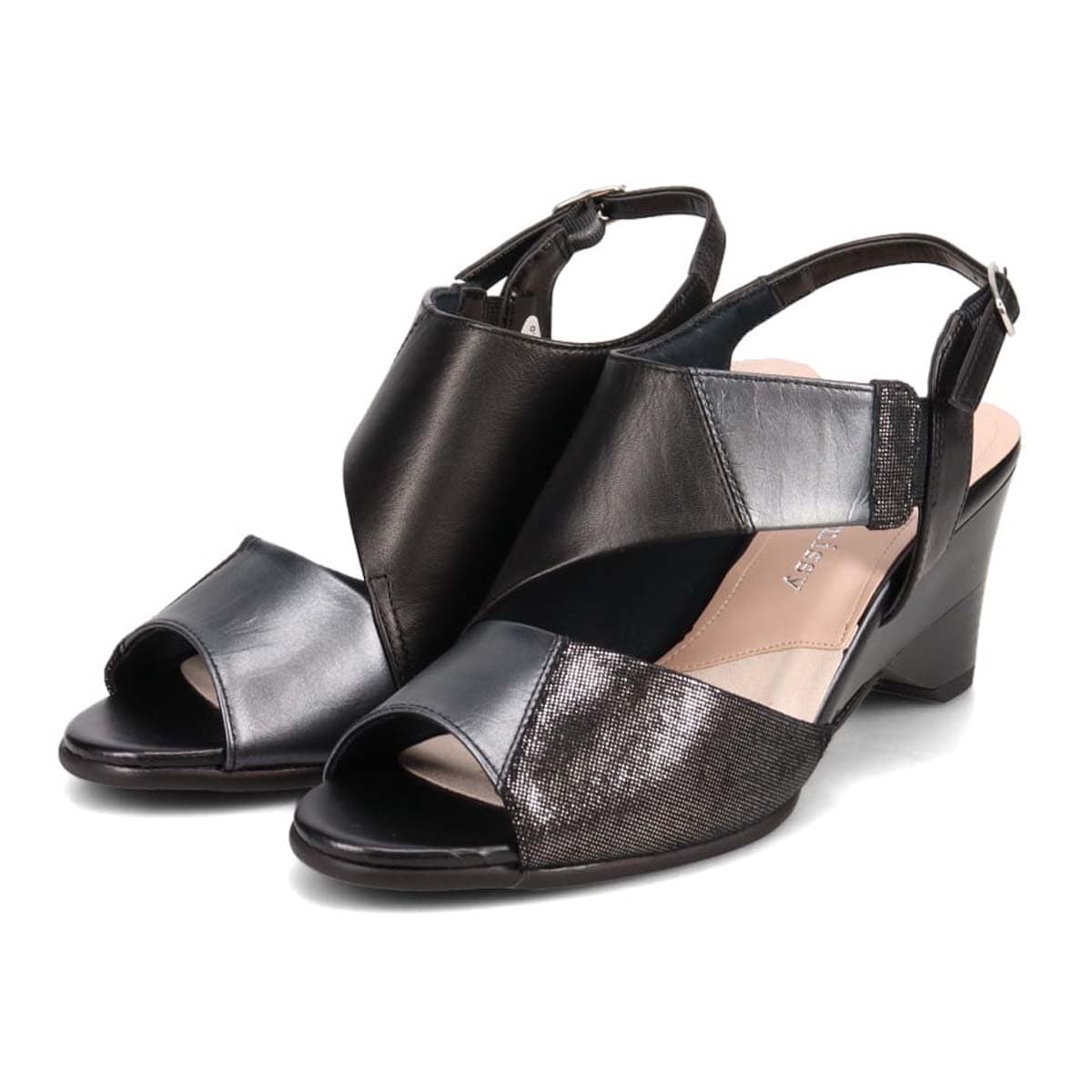 ミッシーデミッシー missy des missy カラーブロック ウエッジサンダル　MMD3641 BLACK 23.0