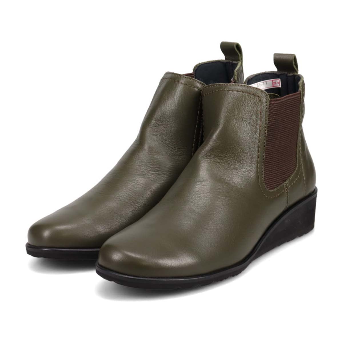 【抗菌加工】ミッシー デ ミッシー missy des missy しっとり＆ソフトなさわり心地が特徴の牛革を使用した ショート丈 サイドゴアブーツ  MMD4631A KHAKI 23