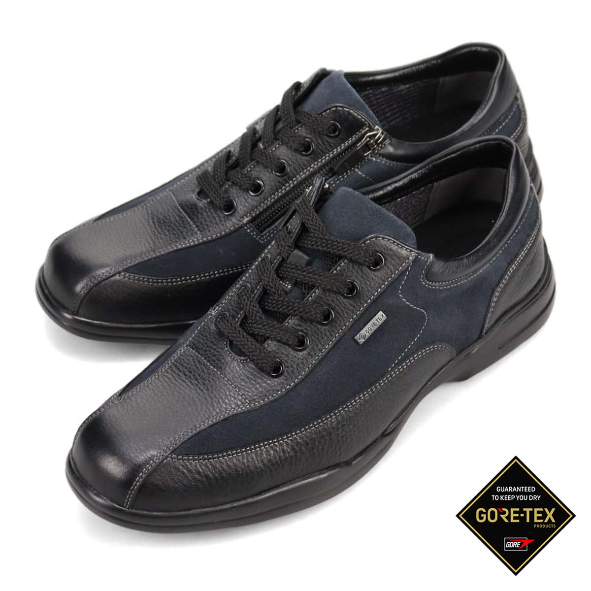 【GORE-TEX】マドラスウォーク madrasWalk　全天候快適　レースアップタウンカジュアルシューズ　MW7400 BLACK/NAVY 25.0