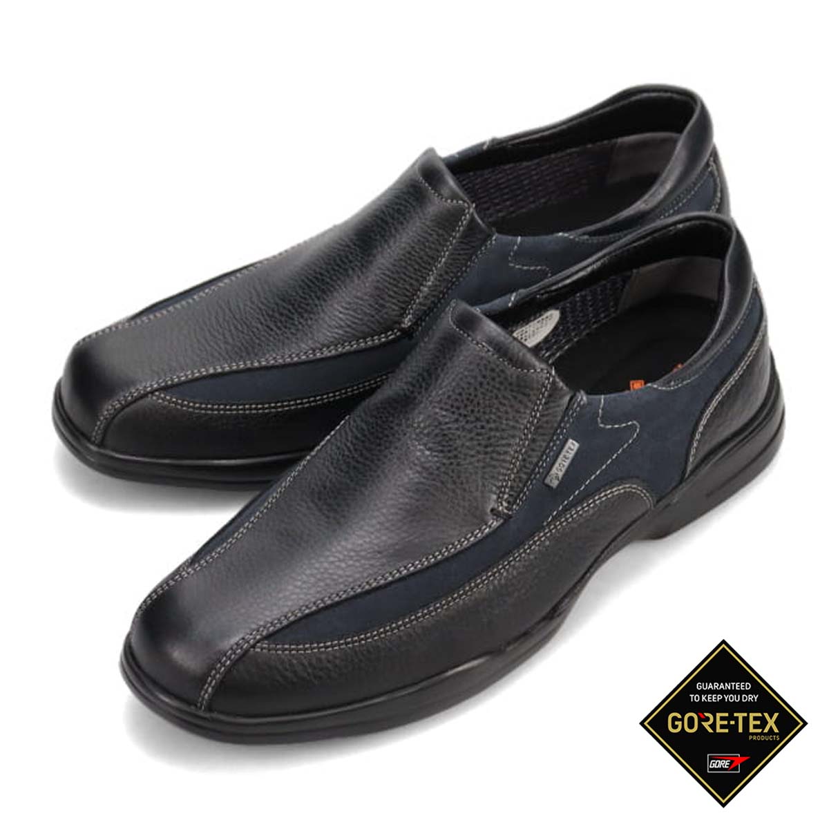 【GORE-TEX】マドラスウォーク madrasWalk　全天候快適　スリッポンタウンカジュアルシューズ　MW7401 BLACK/NAVY 25.0