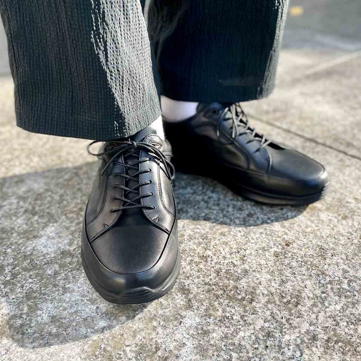 【GORE-TEX】マドラスウォーク madras Walk 「Recovery Shiatsu Insole」搭載で指圧効果により血行をよくする。　全天候快適な ゴアテックスレザースニーカー　MW7600R BLACK 25.0