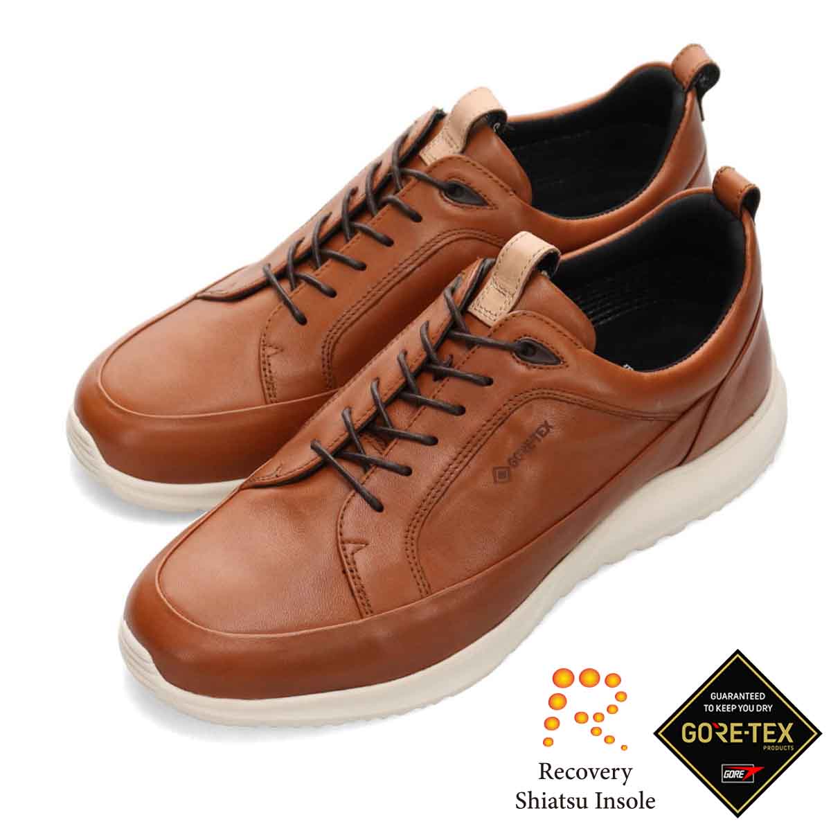 【GORE-TEX】マドラスウォーク madras Walk 「Recovery Shiatsu Insole」搭載で指圧効果により血行をよくする。　全天候快適な ゴアテックスレザースニーカー　MW7600R L-BROWN 25.0