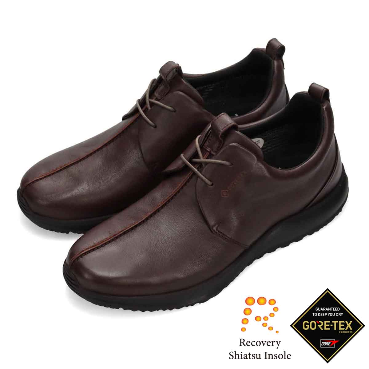 【GORE-TEX】マドラスウォーク madras Walk 「Recovery Shiatsu Insole」搭載で指圧効果により血行をよくする。　全天候快適な ゴアテックスレザースニーカー　MW7601R D-BROWN 25.0