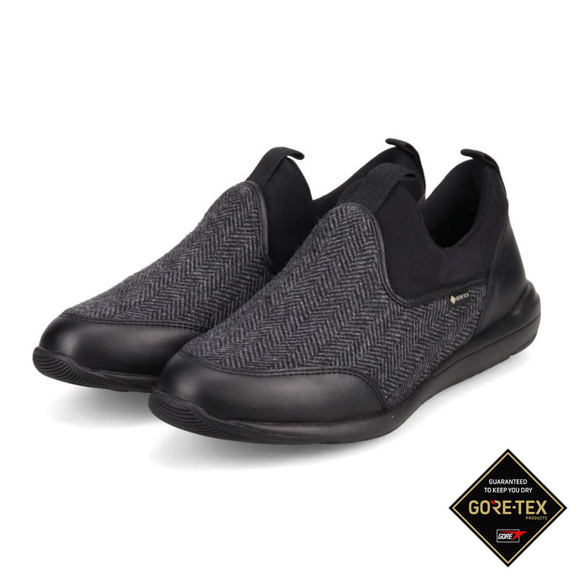 【GORE-TEX】 マドラスウォーク madras Walk スニーカー感覚で普段履きにもピッタリ！ さまざまなスタイルにも合う スリッポンスニーカー  MWL1006S BLACK-TX 23