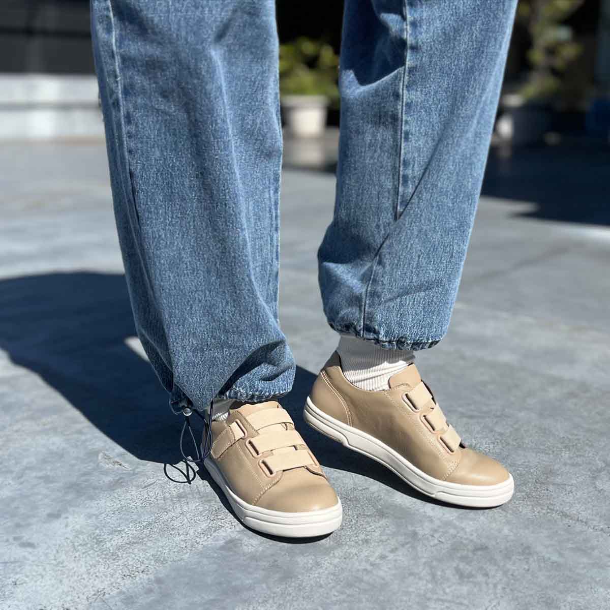 【GORE-TEX】マドラスウォーク madras Walk  より足馴染みの良い革にグレードアップ　ベルテッドスニーカー  MWL1027 BEIGE 23.0