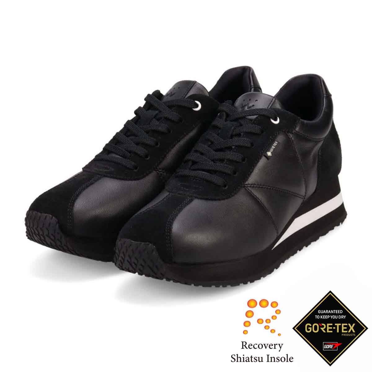 【GORE-TEX】マドラスウォーク madras Walk 「Recovery Shiatsu Insole」搭載で指圧効果により血行をよくする。防水・透湿機能 ナイロンスニーカー　MWL1030AR BLACK 23.0