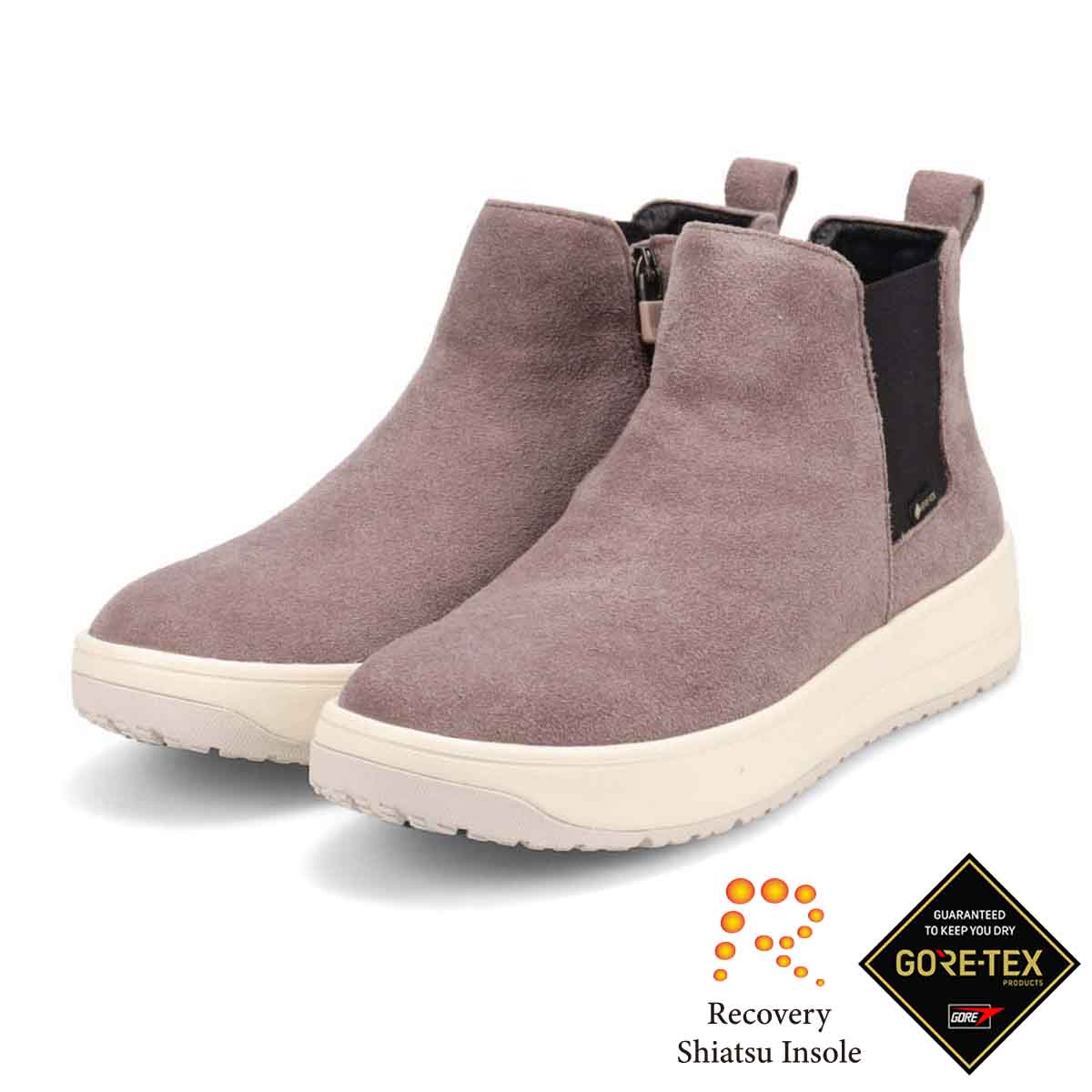 【GORE-TEX】マドラスウォーク madras Walk 「Recovery Shiatsu Insole」搭載　指圧効果により血行をよくする。 防滑×防水　サイドゴアショートブーツ　MWL1038R GRAY-SILKY 23.0
