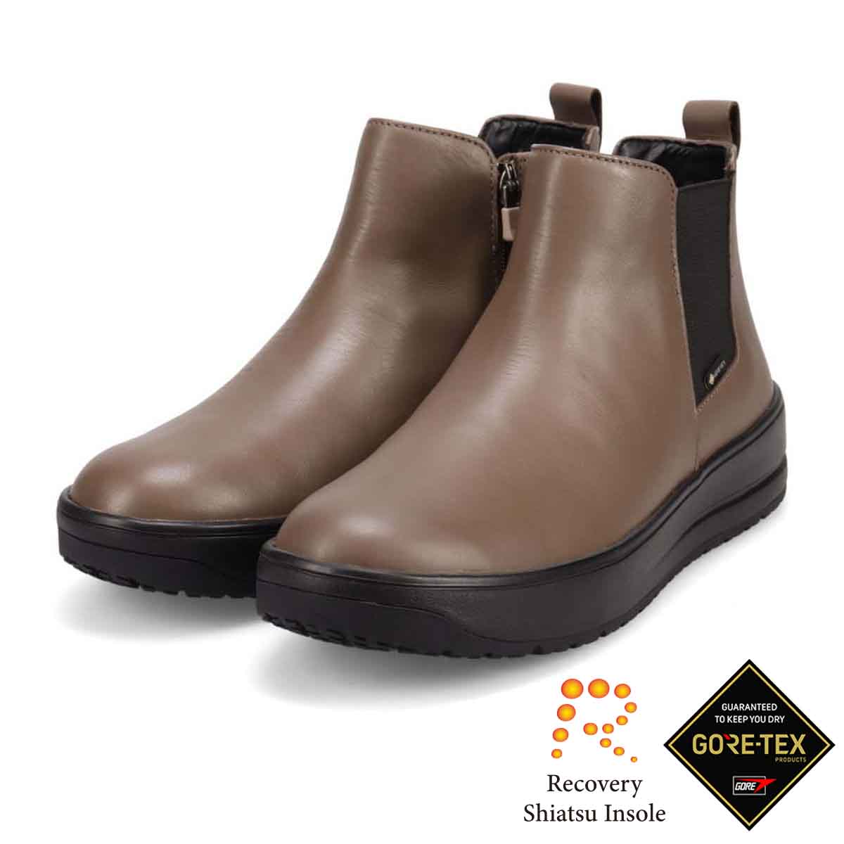 【GORE-TEX】マドラスウォーク madras Walk 「Recovery Shiatsu Insole」搭載　指圧効果により血行をよくする。 防滑×防水　サイドゴアショートブーツ　MWL1038R OAK 23.0
