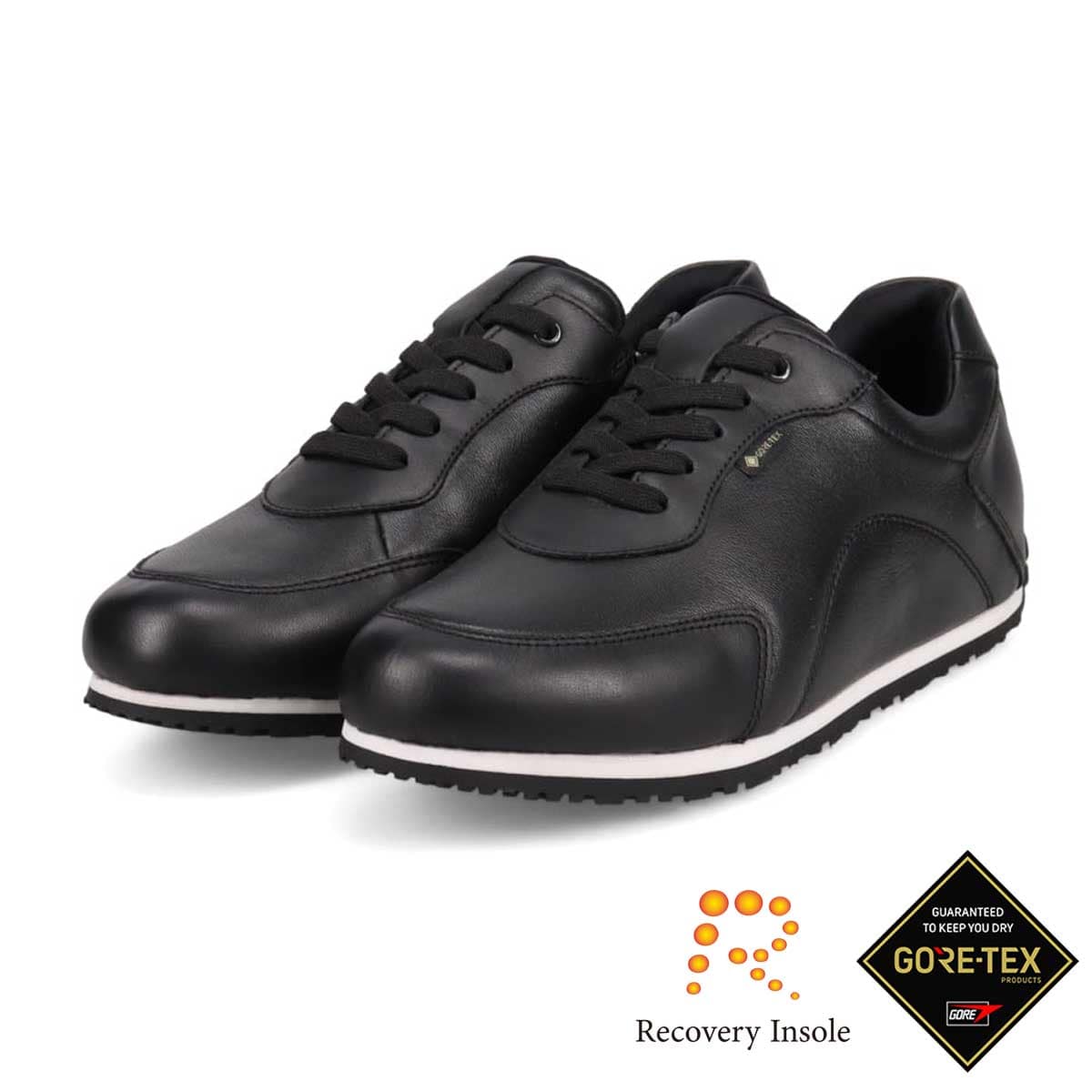【GORE-TEX】 マドラスウォーク madras Walk 「リカバリーインソール」搭載で指圧効果により血行を115％促進。Recoveryシープレザーローテクスニーカー   MWL1041R BLACK 23.0