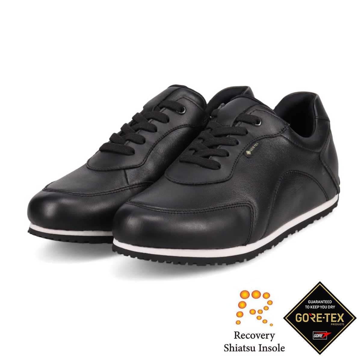 【GORE-TEX】 マドラスウォーク madras Walk 「リカバリー指圧インソール」搭載で指圧効果により血行を115％促進。Recoveryシープレザーローテクスニーカー   MWL1041R BLACK 23.0