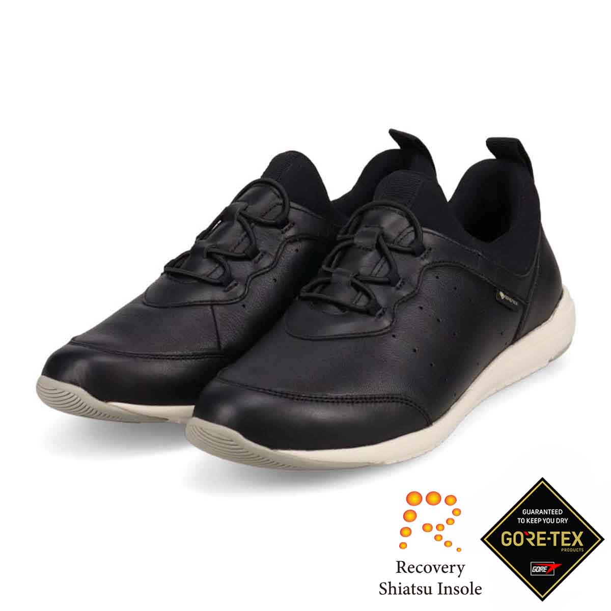 【GORE-TEX】マドラスウォーク madras Walk 「Recovery Shiatsu Insole」搭載で指圧効果により血行をよくする。　シープレザーローテクスニーカー   MWL1044R BLACK 23.0